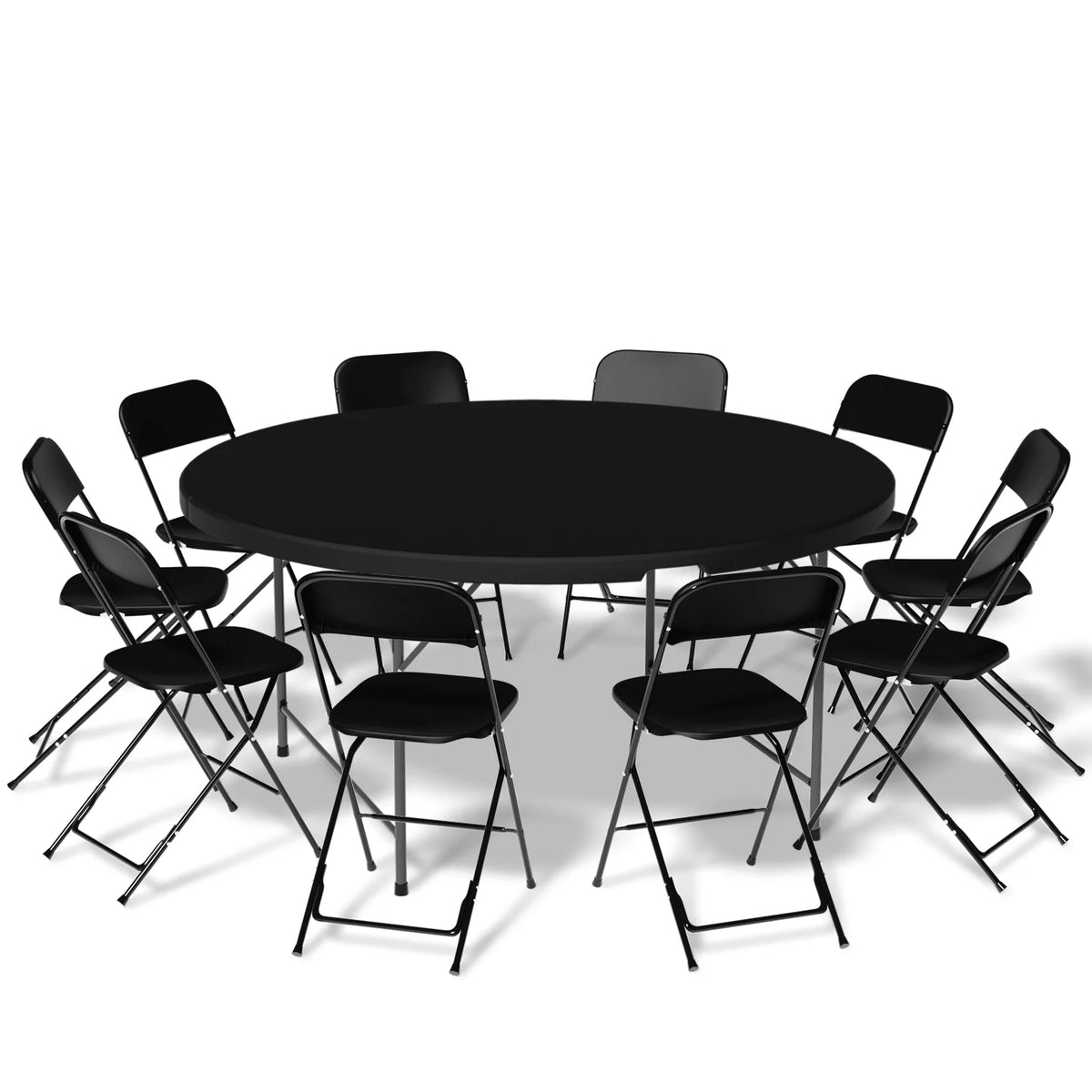 5 Ft Foldable Plastic Card Table and Chair Set, Black T55690