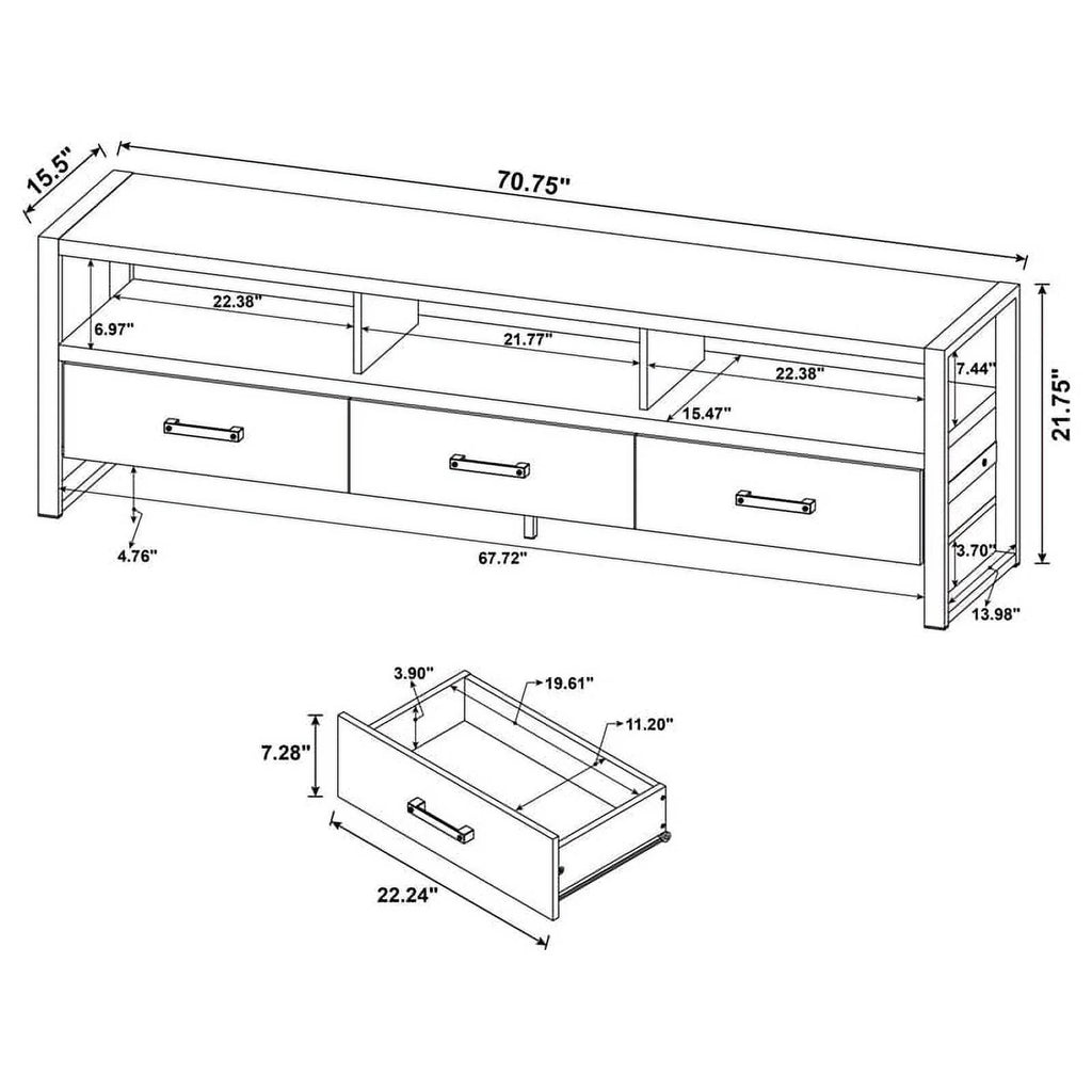 3-Drawer Farmhouse Wood TV Stand W758318