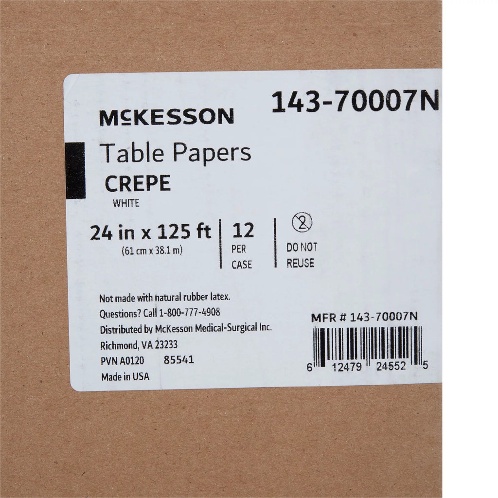White Crepe Table Paper 24'' W x 125' L 12 Rolls B470036