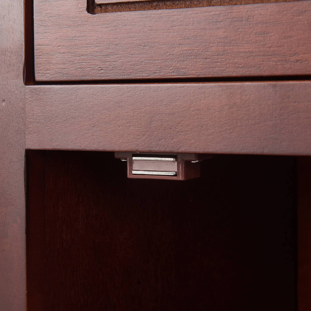 Walnut Side Table with Drawer and Storage Cabinet S182369