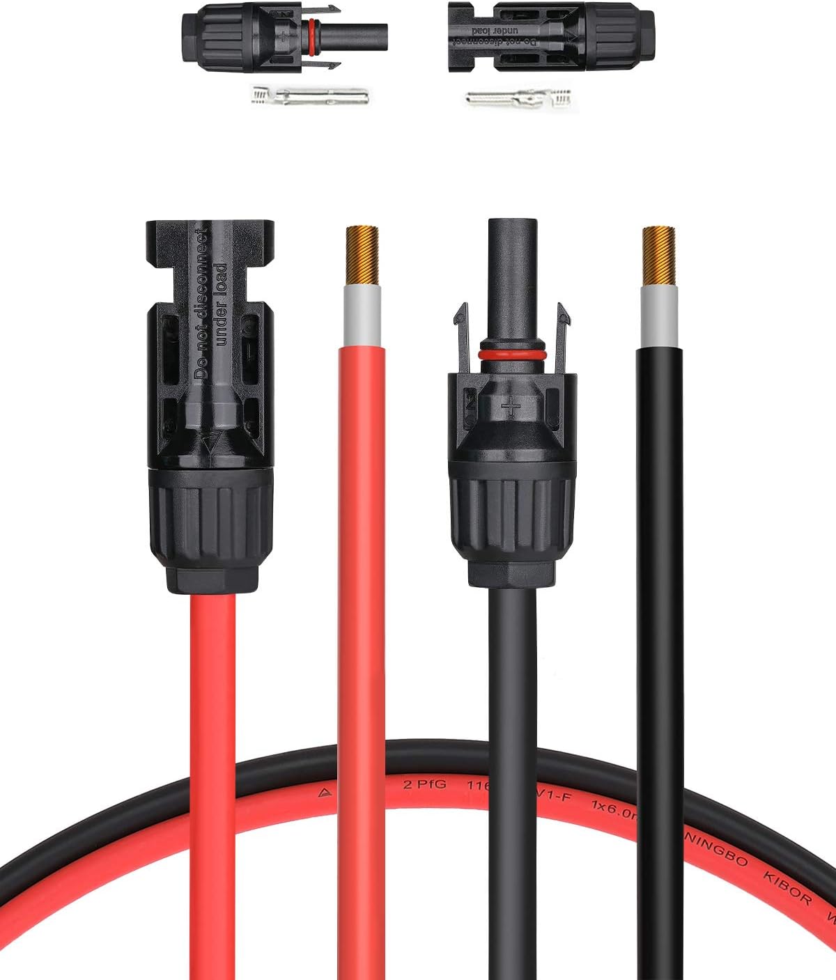 50 Feet 10AWG Solar Extension Cable with Female and Male Connector, Red and Black G41247