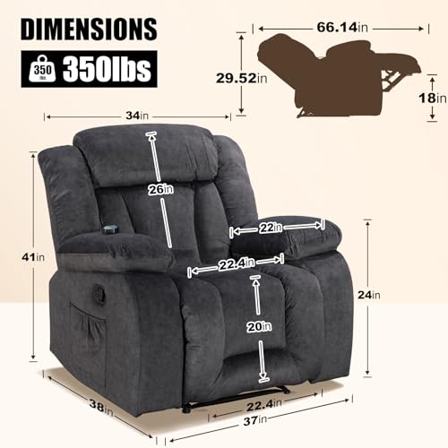 Oversized Khaki Recliner Chair with 360 Degree Swivel I535