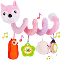 Pink Fox Baby Car Seat Toys with Musical Sheep Rattles Owl Ladybird Distorting Mirror Y980626