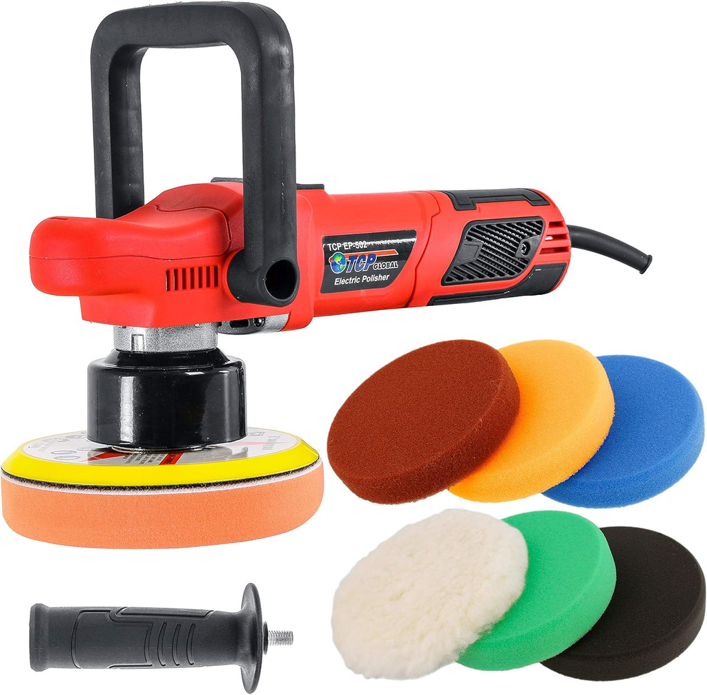 Variable Speed Random Orbit Dual-Action Polisher with 6 Pad Buffing and Polishing Kit X81325