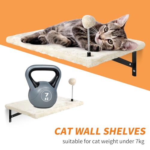 7 Pcs Beige Wood Cat Climber Set with Shelves, Perches, Bridge, Hammock, Scratching Board K140