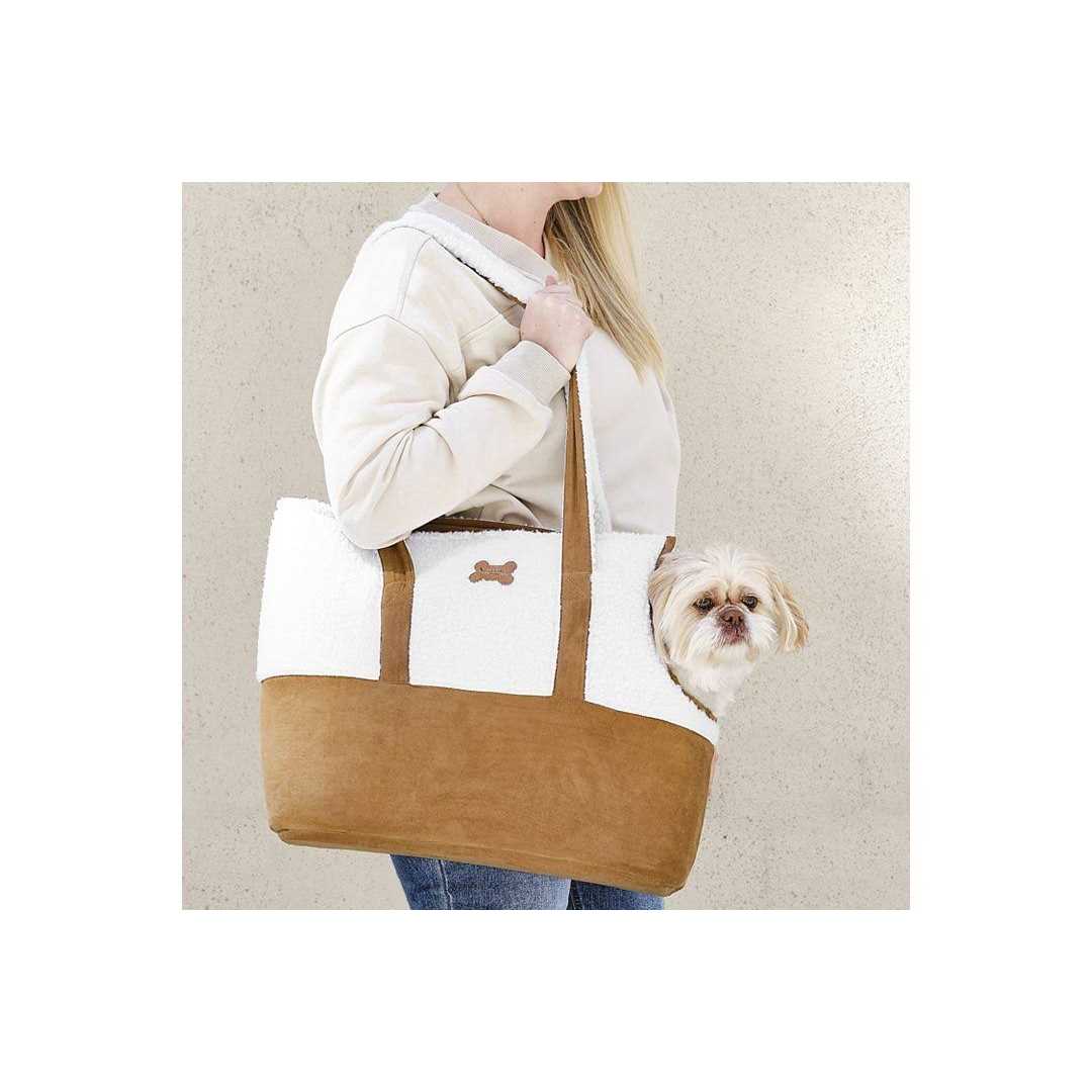 Faux Suede & Sherpa Pet Carrier X51462