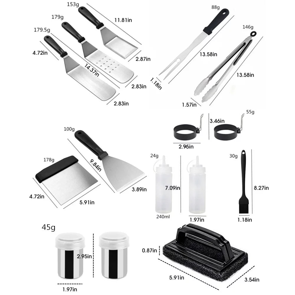 15 Pcs Stainless Steel BBQ Tools Set with Storage Bag M788393