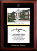 Gold Embossed Diploma Frame with Campus Images Lithograph O669484
