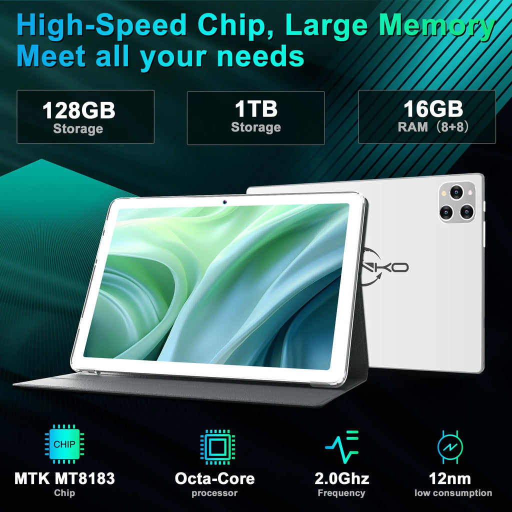 10 Inch Android 13.0 Tablet, 128GB ROM+16GB RAM, Octa-Core, FHD Display Q4492