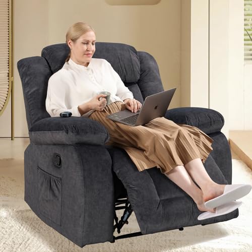 Oversized Khaki Recliner Chair with 360 Degree Swivel I535