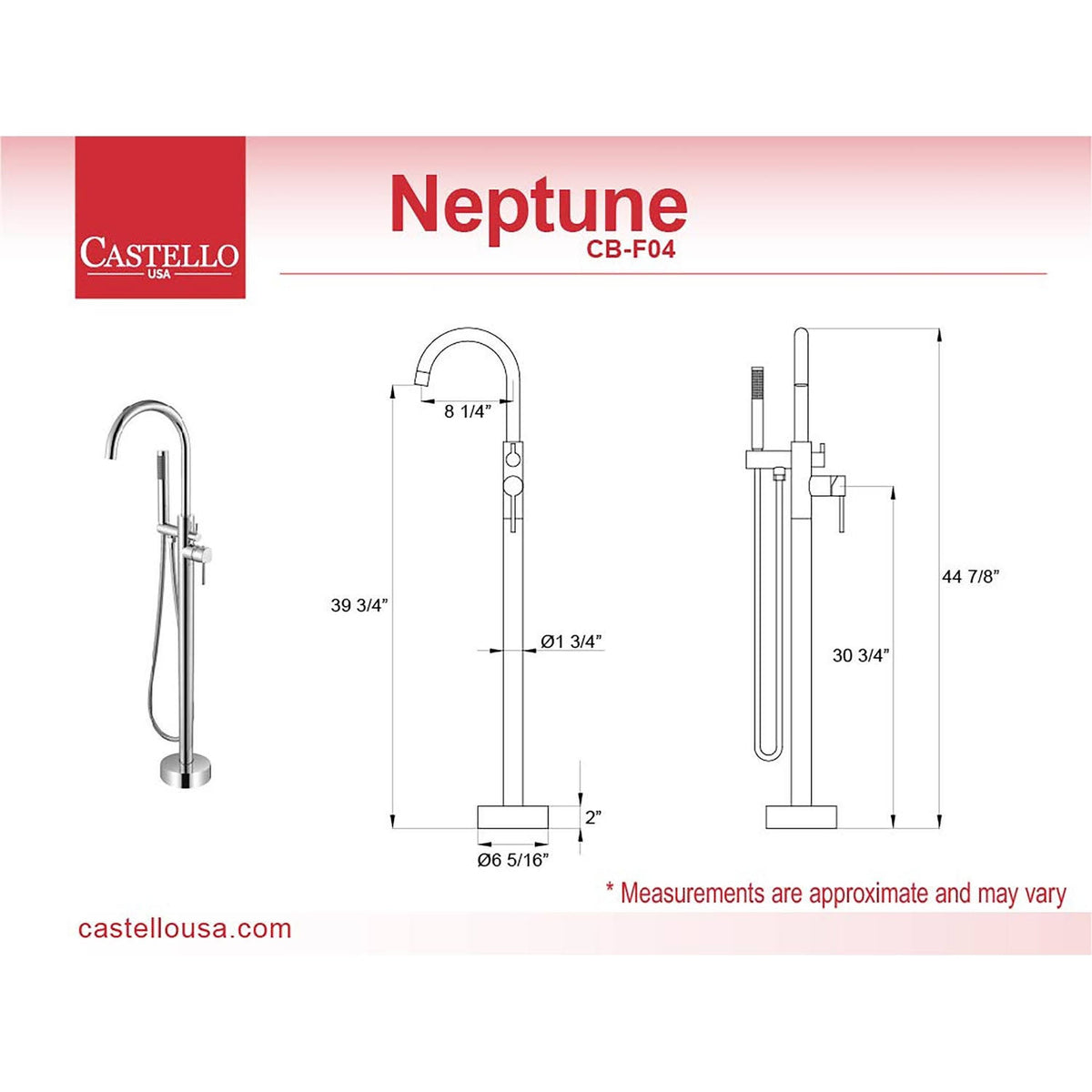 Brushed Nickel Single Handle Floor Mounted Freestanding Tub Filler C599572
