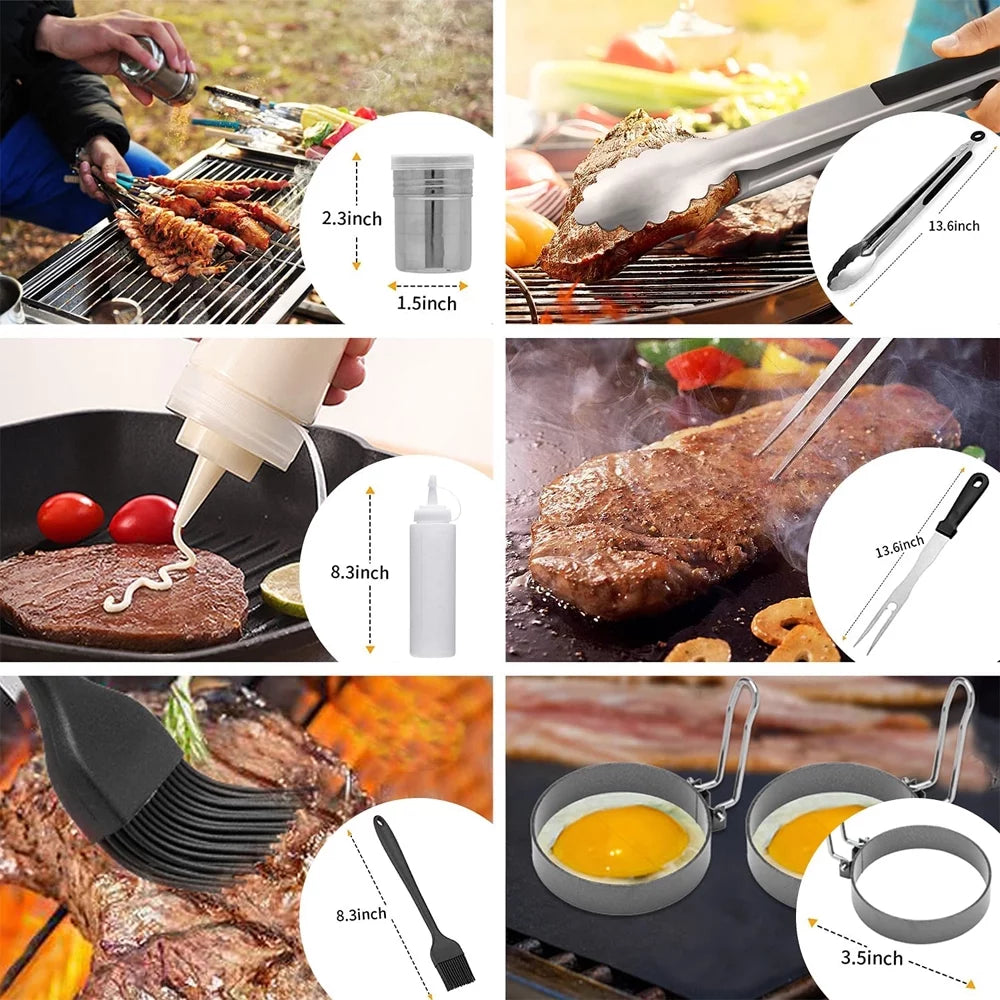 15 Pcs Stainless Steel BBQ Tools Set with Storage Bag M788393