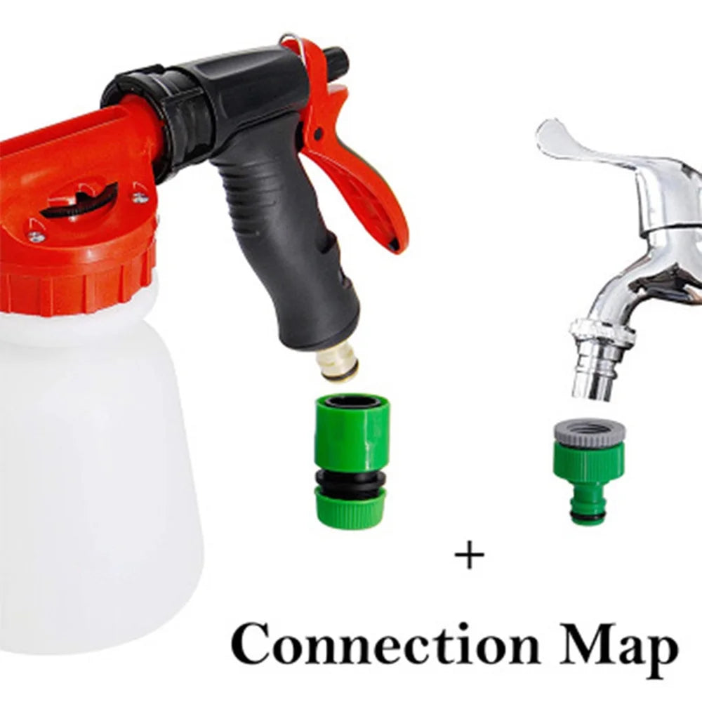 Car Wash Foam Sprayer Nozzle Kit with 1 Liter Bottle Universal Connectors D196