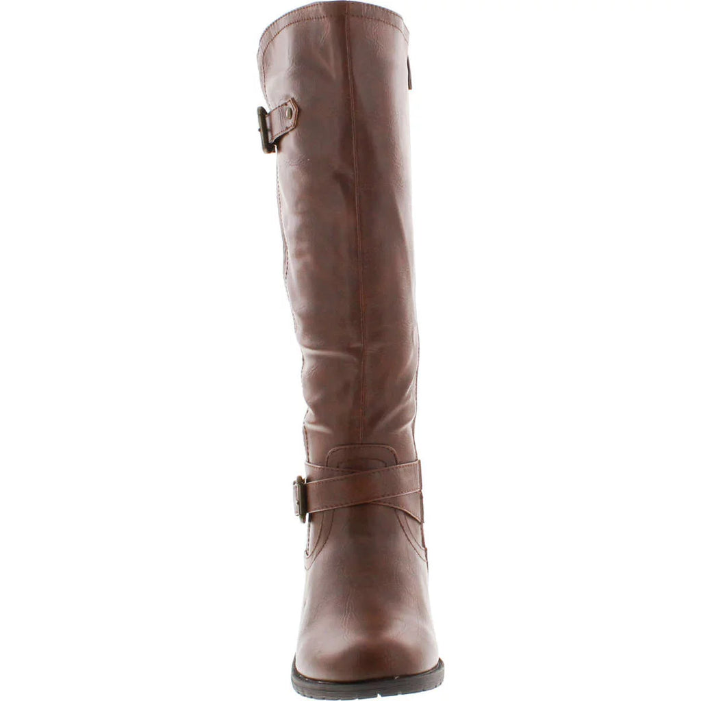 Brown Knee High Side Zipper Riding Boots Z544