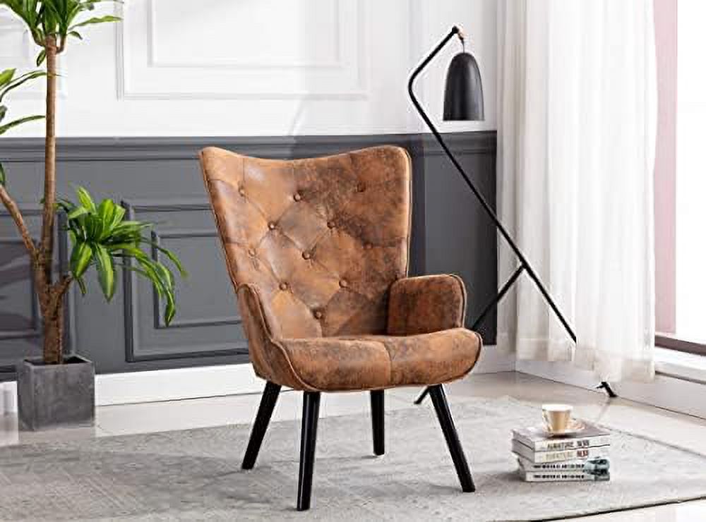 Microfiber Cushioned Wingback Armchairs Set A364139