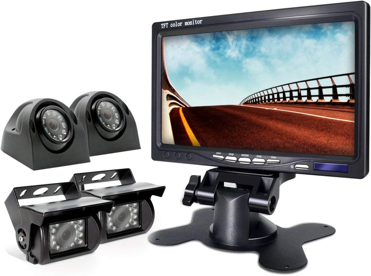 Backup Camera with Monitor 4 Channels Split Screen Wired Camera M67463
