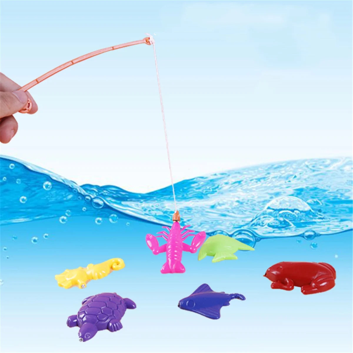 7Pcs Magnetic Fishing Toys Set with Fishing Rod D420445