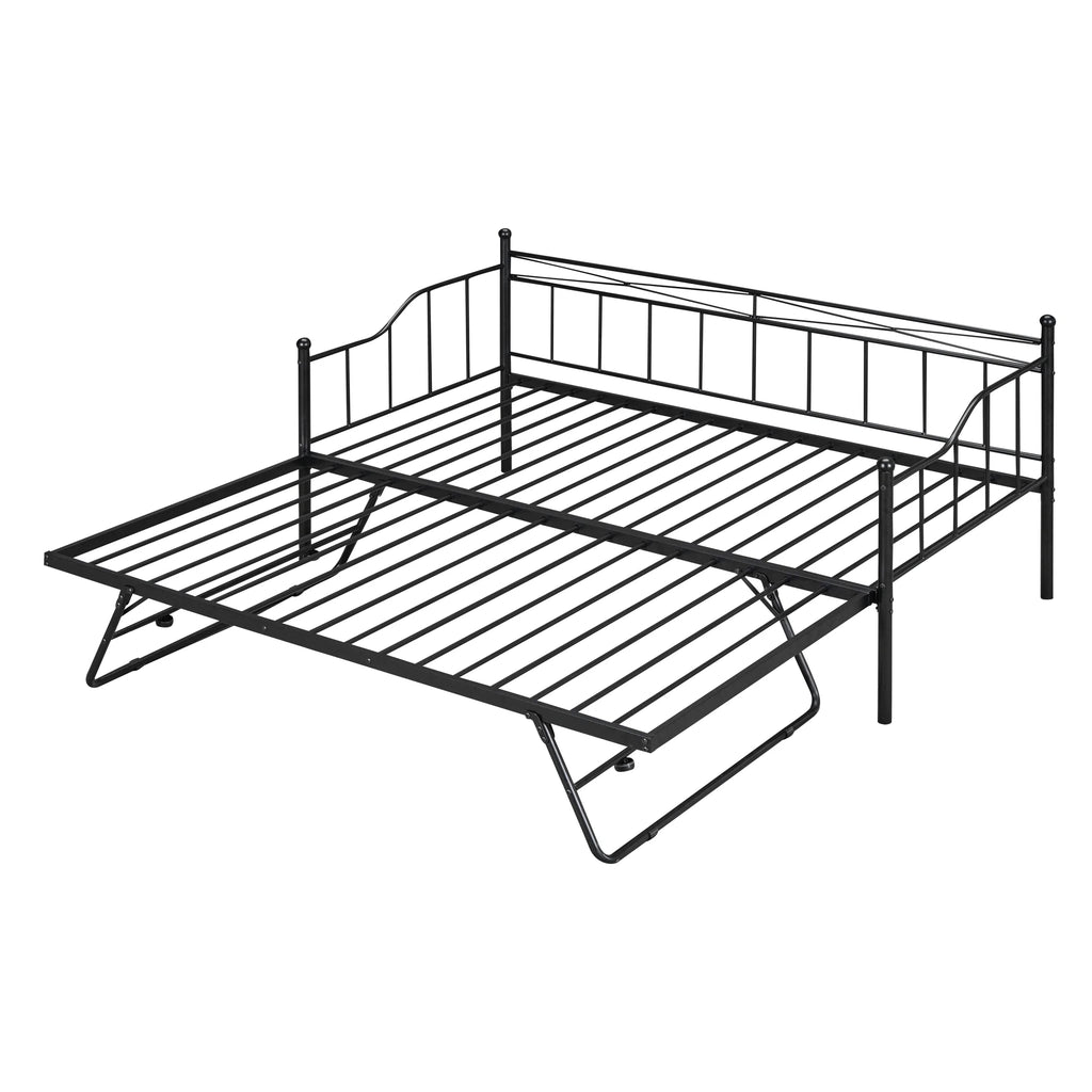 Black Twin Size Metal Daybed with Trundle J351377
