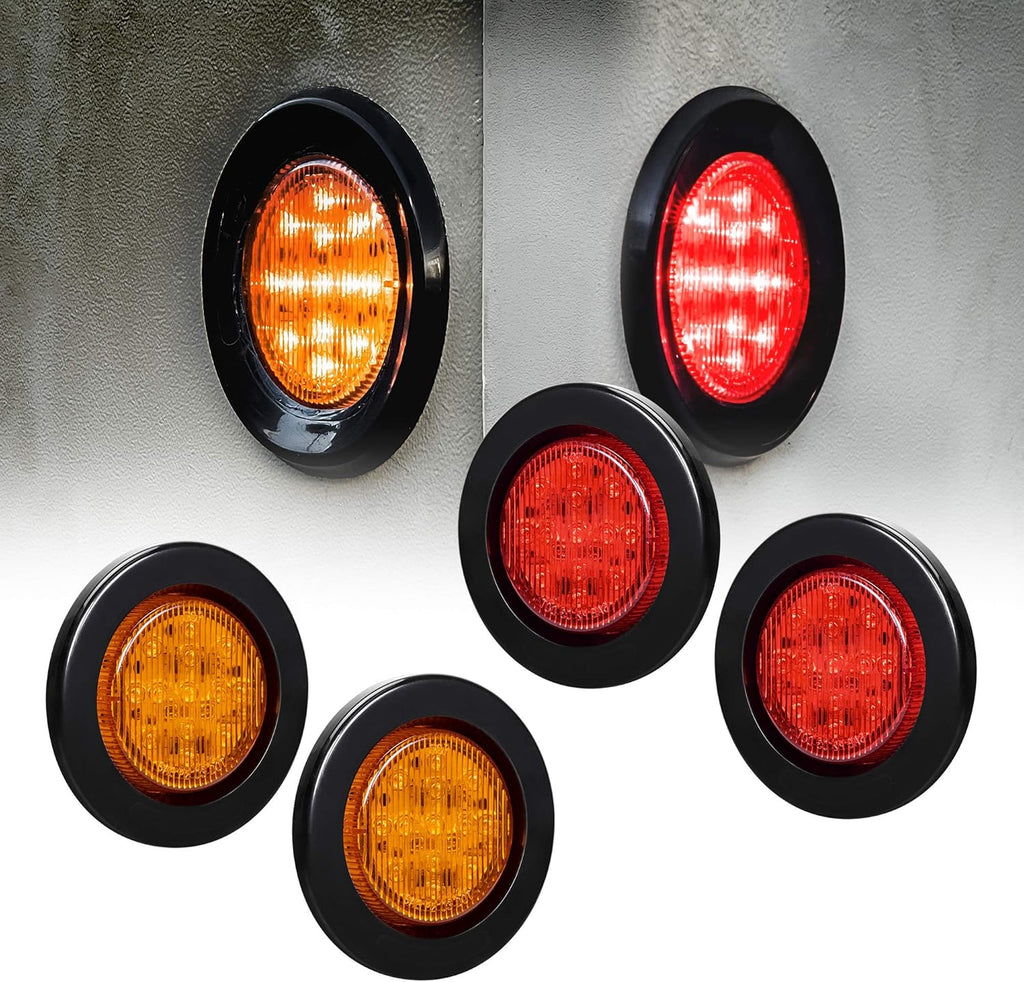 8pc 2.5" Amber Round Trailer LED Clearance Marker Lights Waterproof IP67 S81438