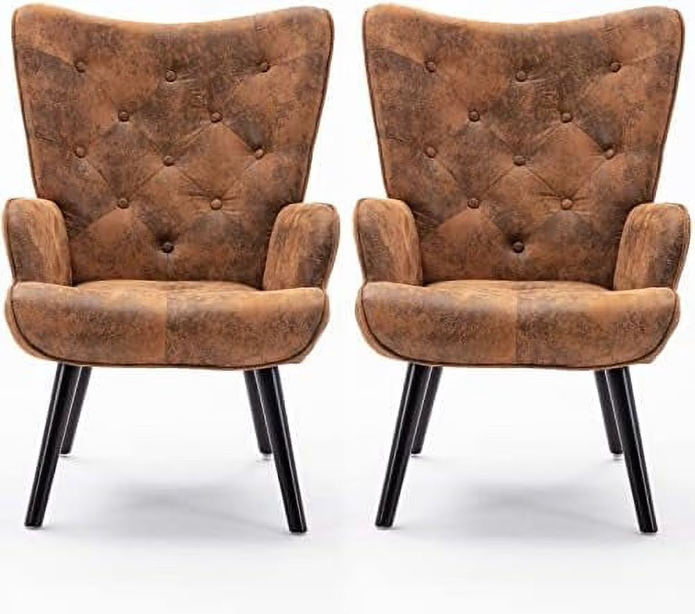 Microfiber Cushioned Wingback Armchairs Set A364139