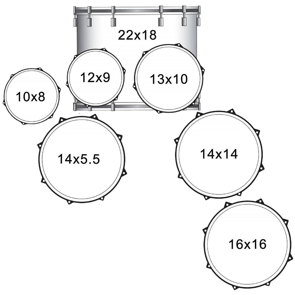 7-Piece Drum Set Shell Pack, Silver Streak B625961