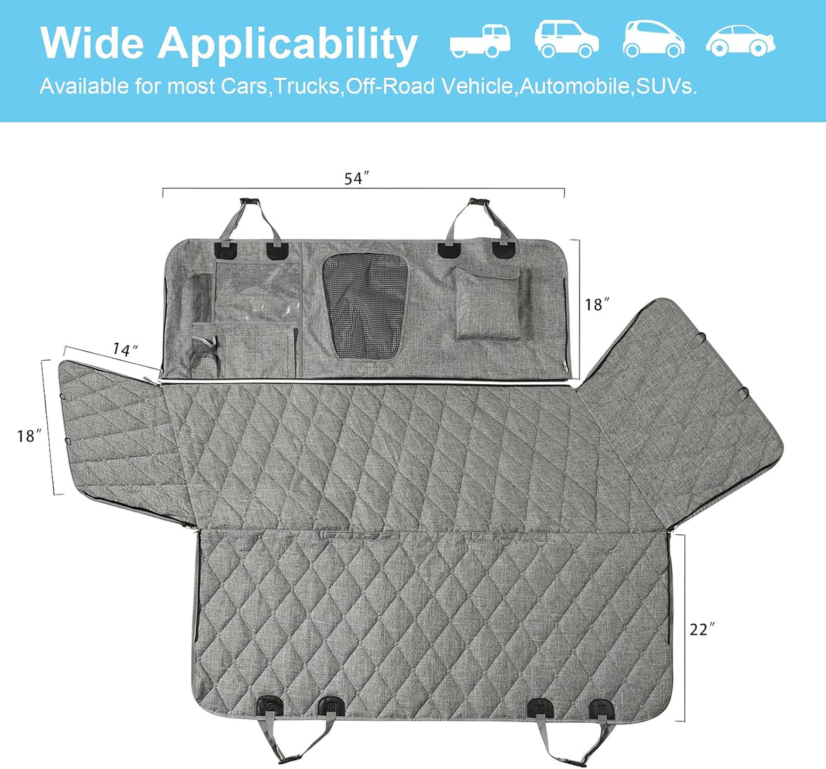 Gray Waterproof Dog Car Seat Cover with Mesh Window G20821