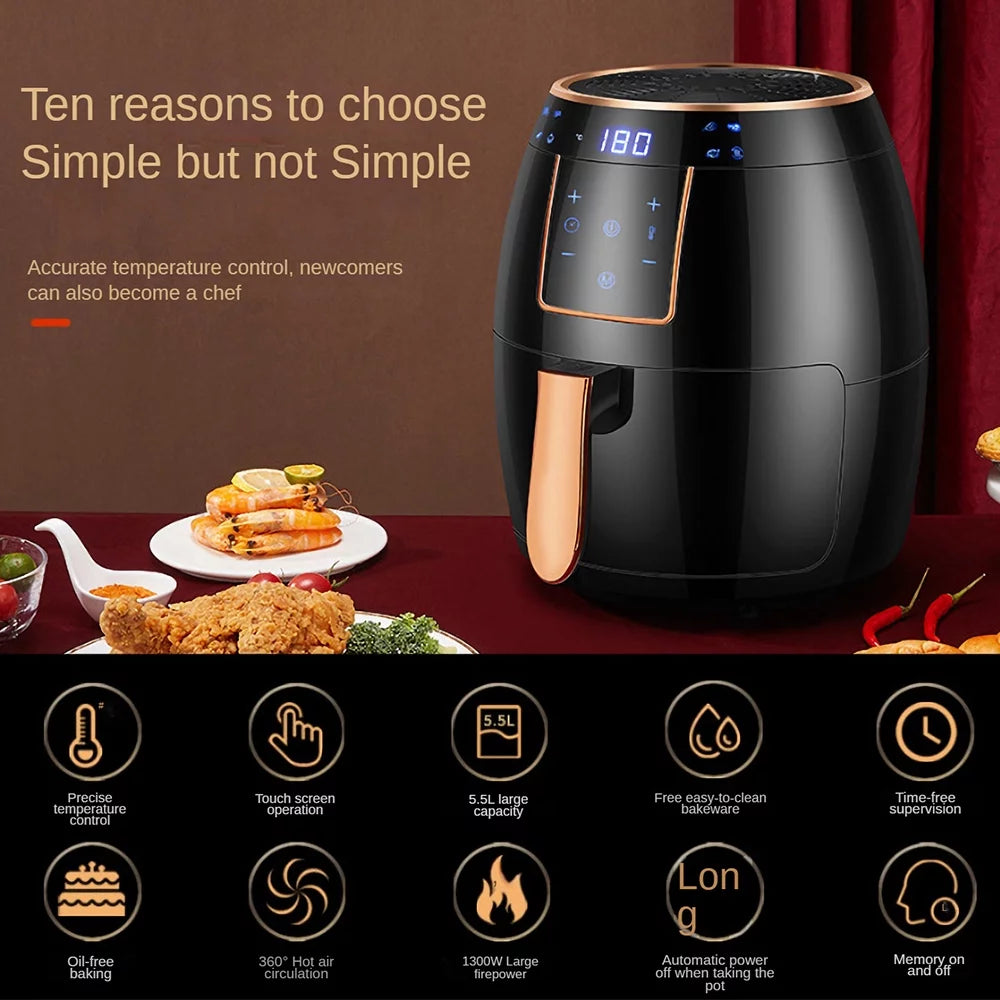 5.5L 1300W Electric Air Fryer with LCD Screen Z870226