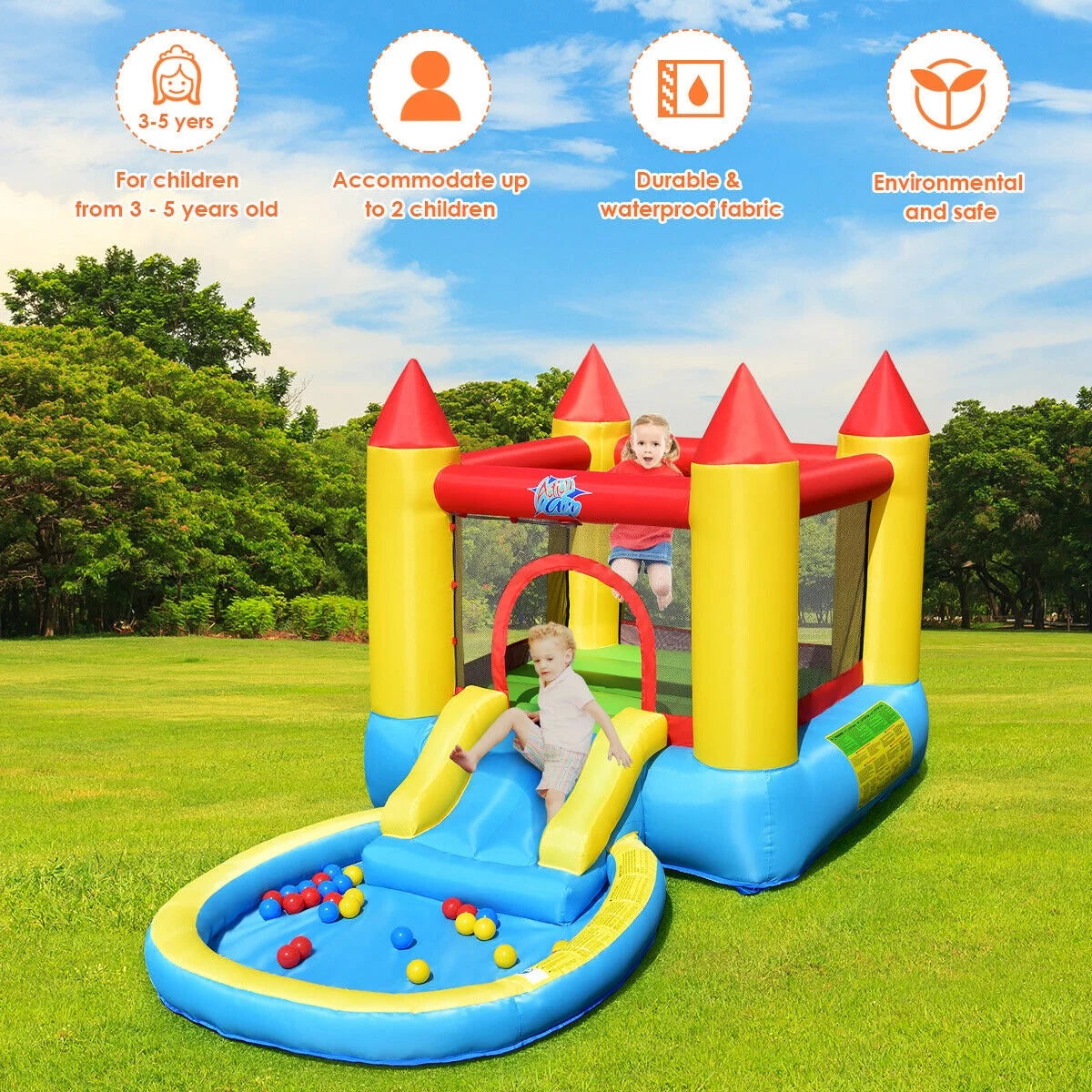 Inflatable Bounce House Slide Jumping Castle Bouncer with Pool and Blower I360