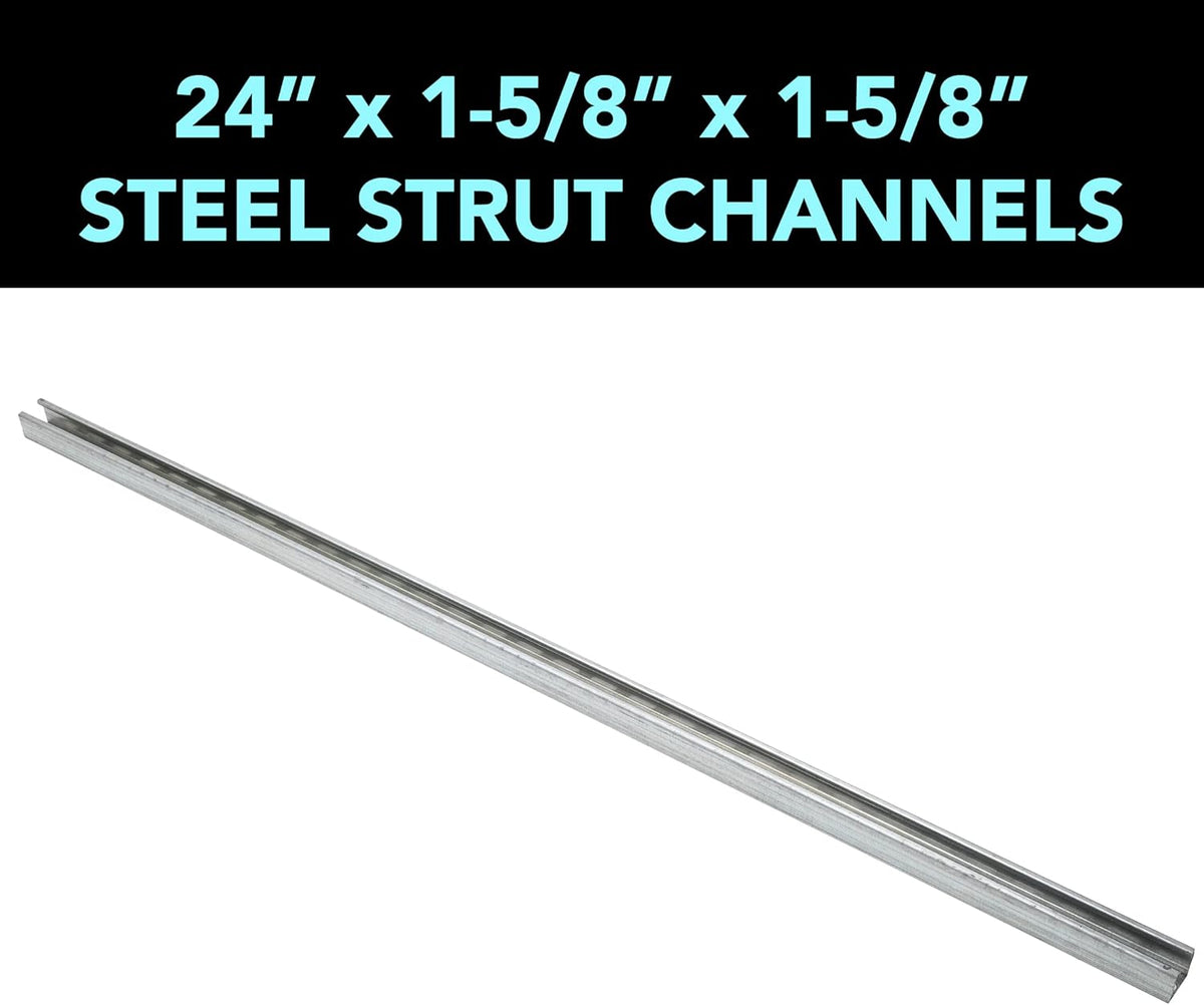 (2-Pack) 5 Feet x 1-5/8" Metal Strut Channels with Pre-Galvanized Zinc Coating - 12 Gauge Solid Strut Channels - Half Slotted Back Channels Pack of 2 J783