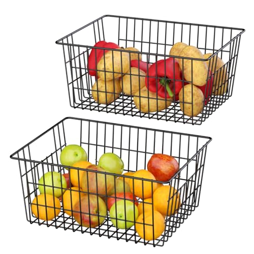Freezer Baskets, Pantry Storage Bins, Metal Wire Organizer 14"x11"x6" F177