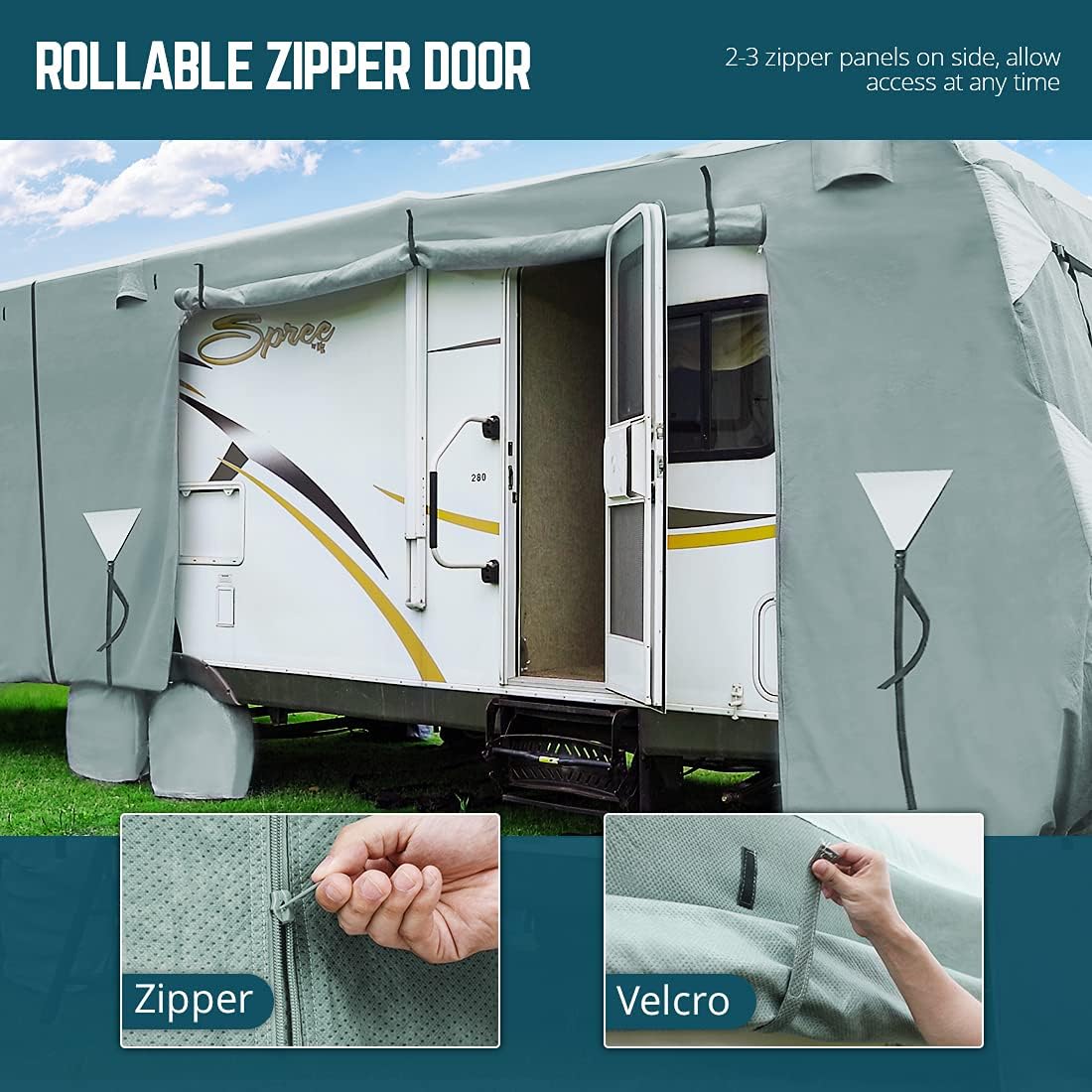 5 Layers RV Cover Fits 26'-29' Motorhome with Tire Covers E28707