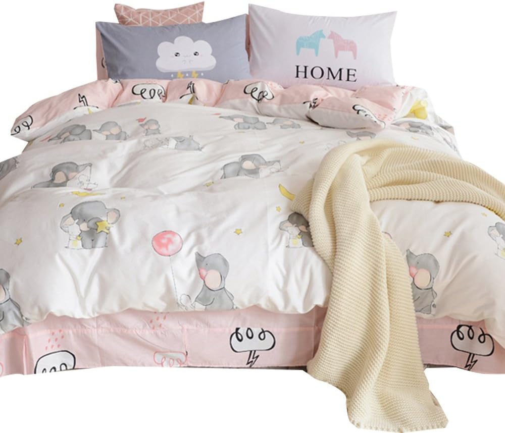 Rainbow Twin Cotton Duvet Cover with Zipper Ties, 1 Comforter Cover 2 Shams Z930