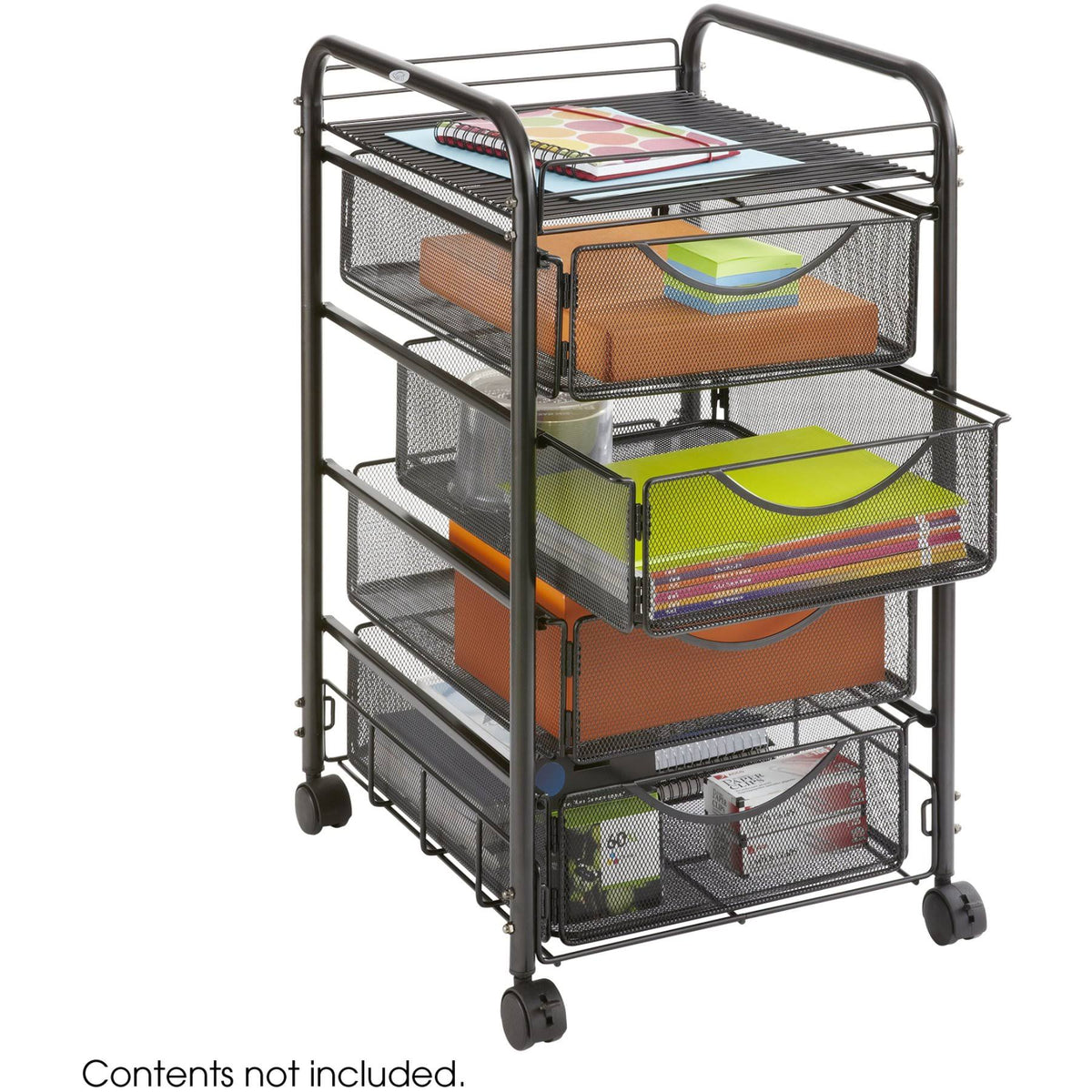 Black Double Mesh Mobile File Cart B2495