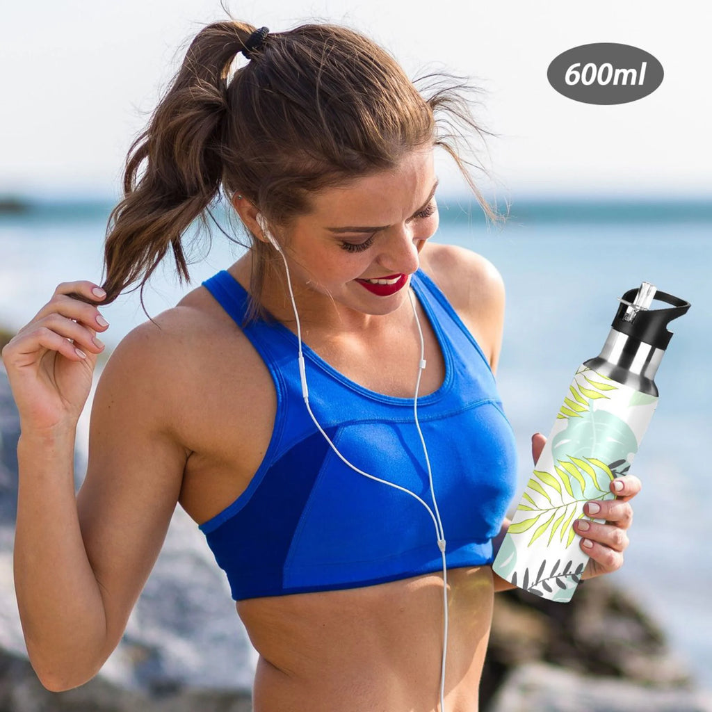 Stainless Steel Insulated Thermos Vacuum Flask Water Bottle with Straw Lid I879569