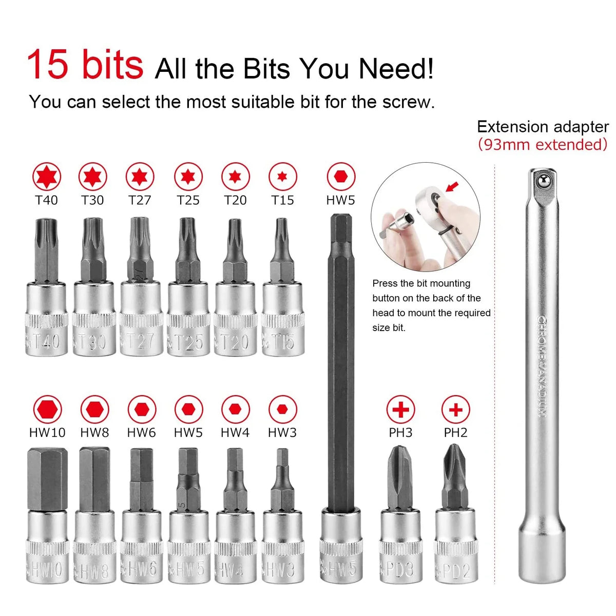 1/4" Drive Click Torque Wrench Set 1-25 Nm Bicycle Tool Kit H3014