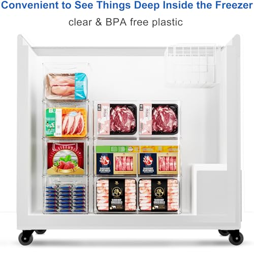 2 Pack Deep Freezer Organizer Bins, Stackable Chest Freezer Storage Bins, Food-Grade Plastic H500691