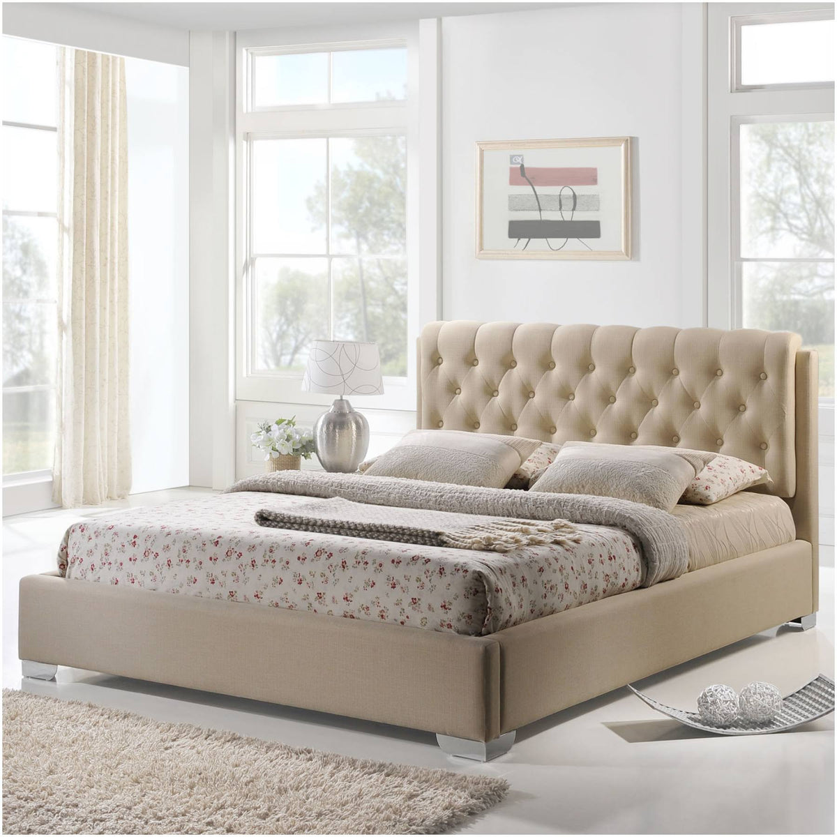 Queen Fabric Bed G365