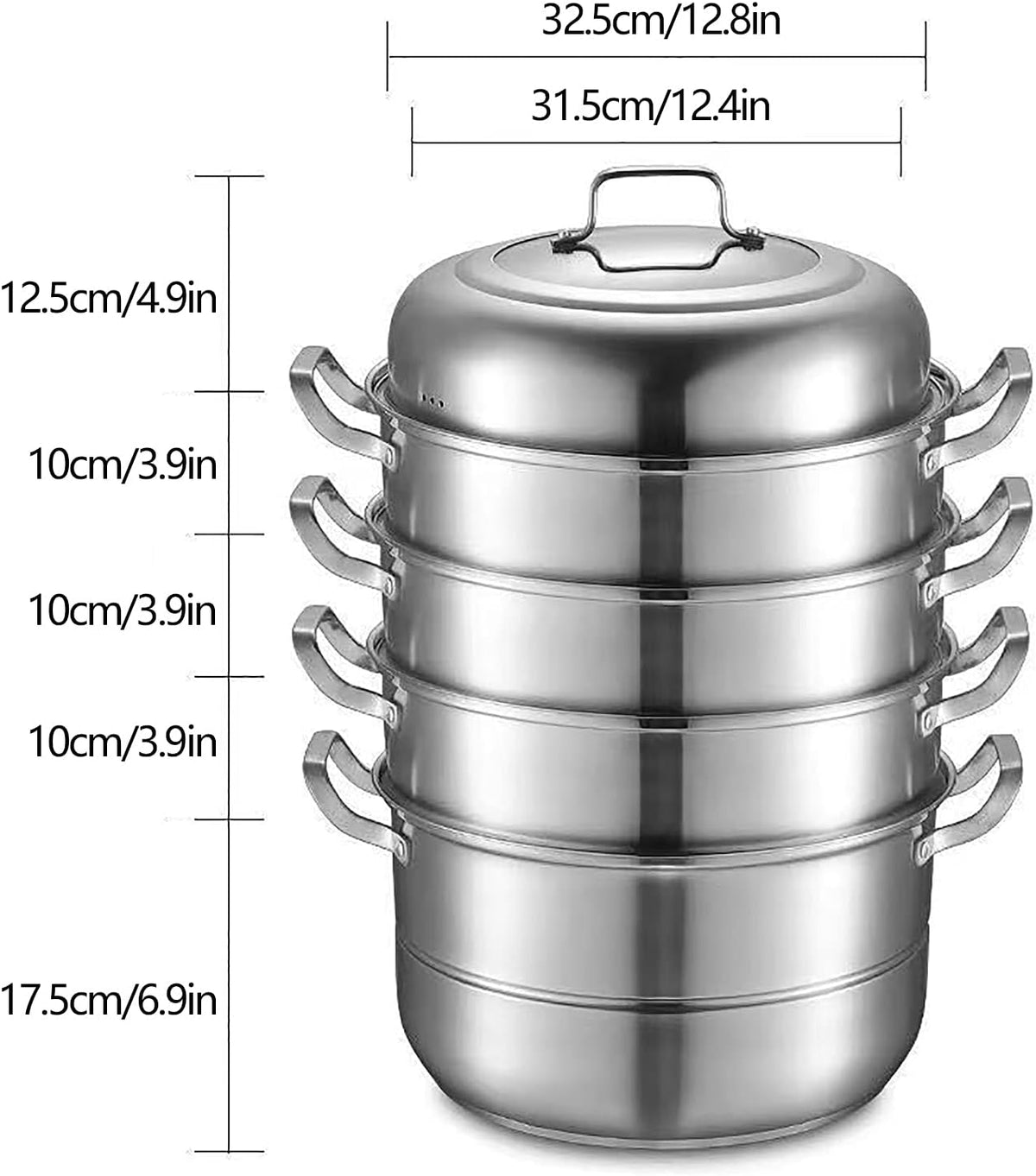 12.8in 5 Tier Stainless Steel Steamer Pot H171