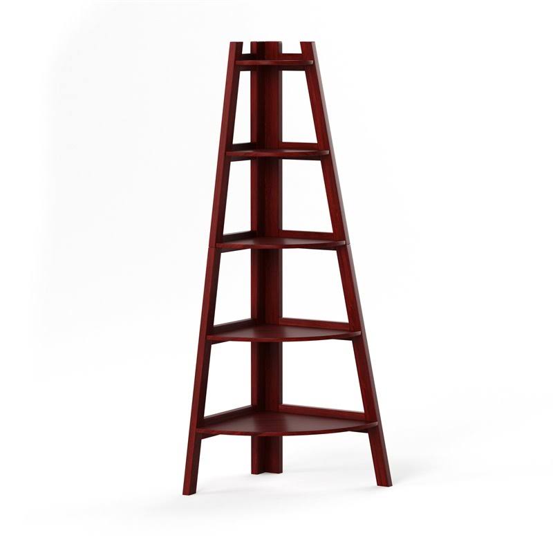 5-Shelf Wood Corner Bookcase I8541