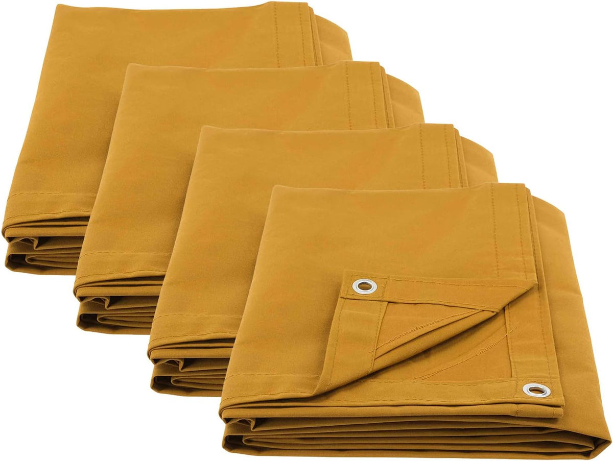 6' x 8' Tan Canvas Tarp 12oz Heavy Duty Water Resistant Pack of 2 O59064