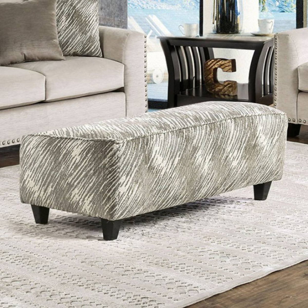 Light Mocha Ottoman W38185