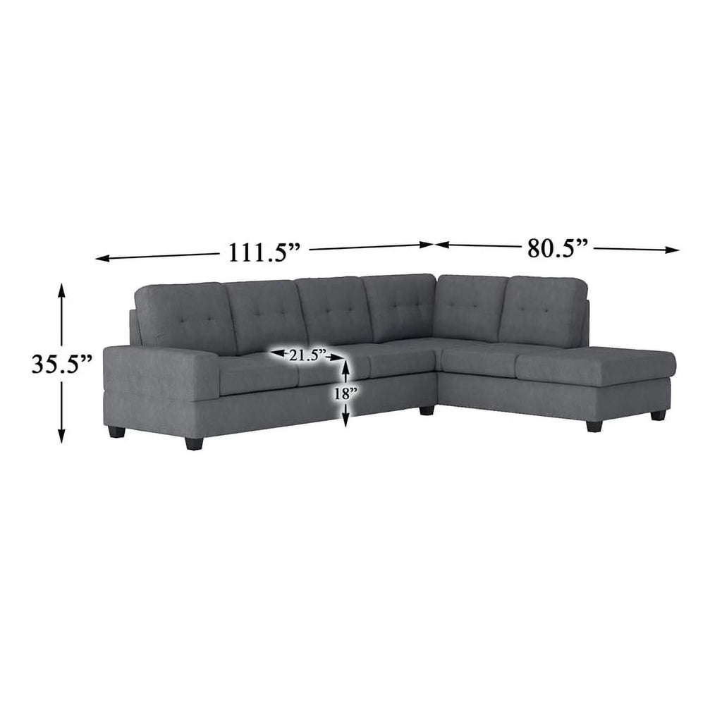 Dark Gray Microfiber Sectional Sofa R5618