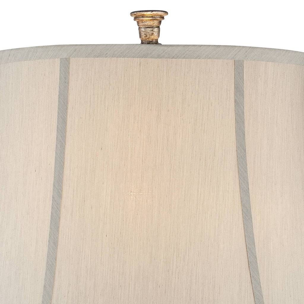 Traditional Table Lamp with Nightlight LED Mercury Glass Off White Fabric Bell Shade N516
