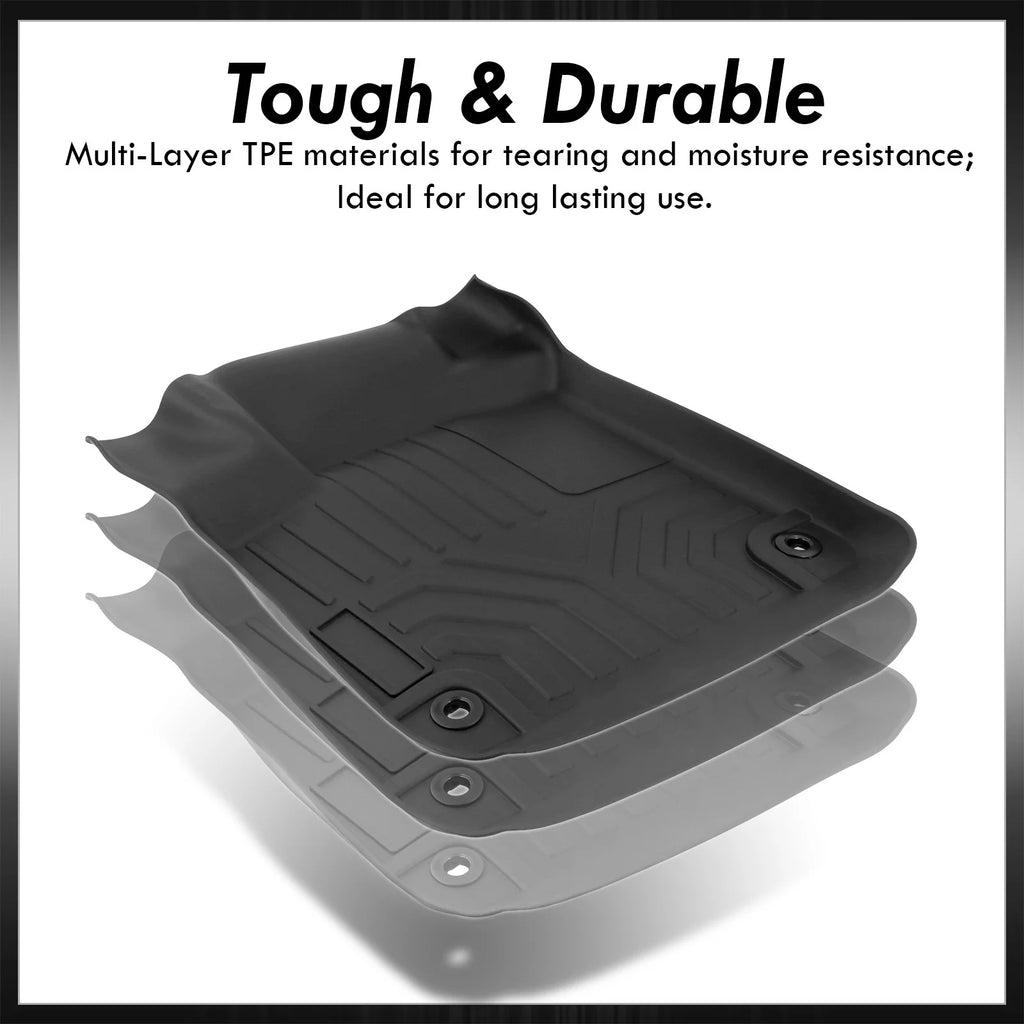 3-Piece All Weather Rubber Floor Mats Liner Black Front & Rear D9155