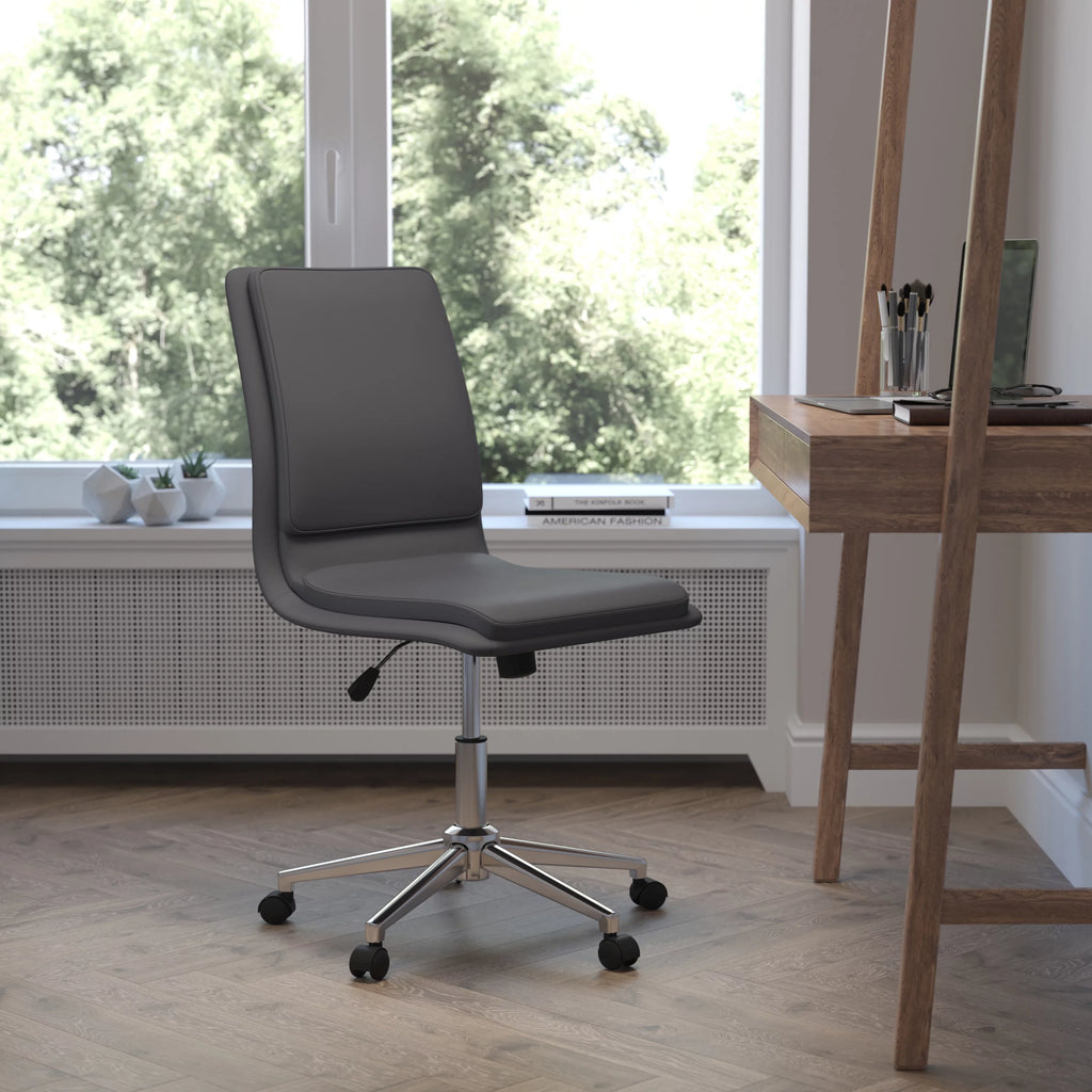 Gray Mid-Back Armless Swivel Task Office Chair W1498