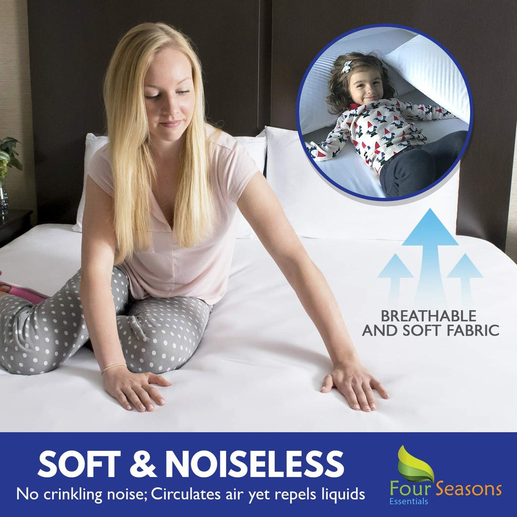 Pack of 2 Waterproof Zippered Mattress Protector Bed Cover R60766