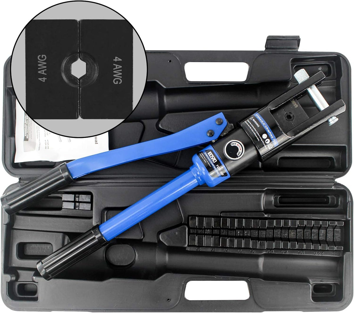 Hydraulic Cable Lug Crimper Tool 12 AWG to 00 (2/0) Electrical Terminal Wire Crimping Plier Kit, Pack of 2 L110