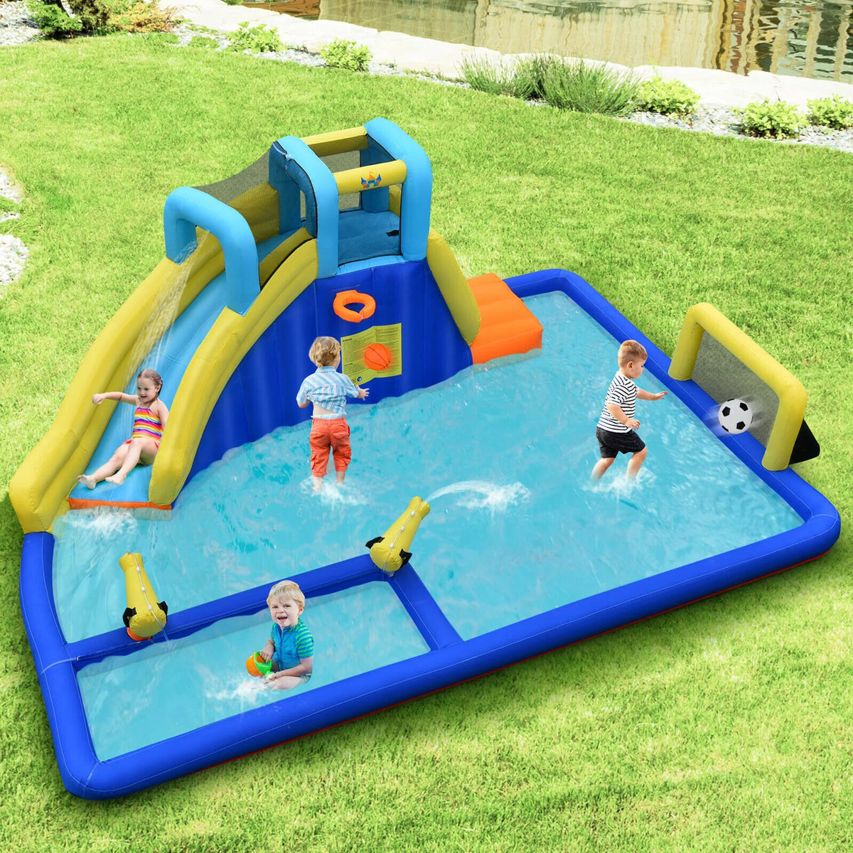 Inflatable Climbing Wall Water Slide Bounce House J276663
