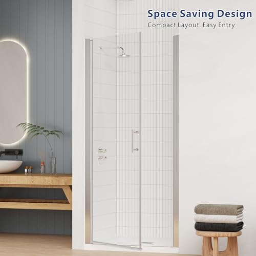 Chrome Semi Frameless Pivot Swing Shower Door, 32 in.W X 72 in.H, Clear Glass L80337