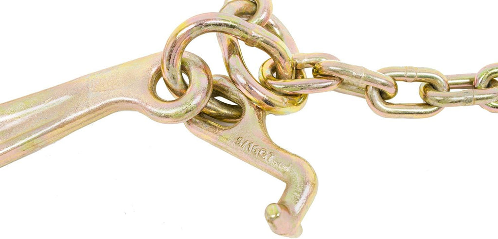 (2 Pack) 5/16'' x 3' G70 V-Chain Bridle with 8" Medium J Hooks, T-Hook & J-Hook with Grab Hooks 3' Legs 4700 lbs WLL V950822